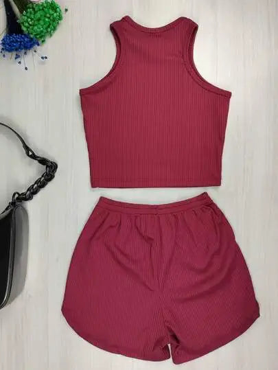 Conjunto Conforto Estiloso - Cropped Nadador e Short Canelado