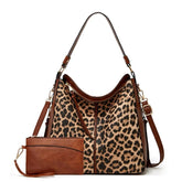 Bolsa Grande Feminina de Couro Legítimo Leopard