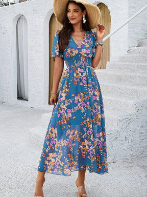 Vestido Amélia -  Elegância Floral para Todas as Ocasiões